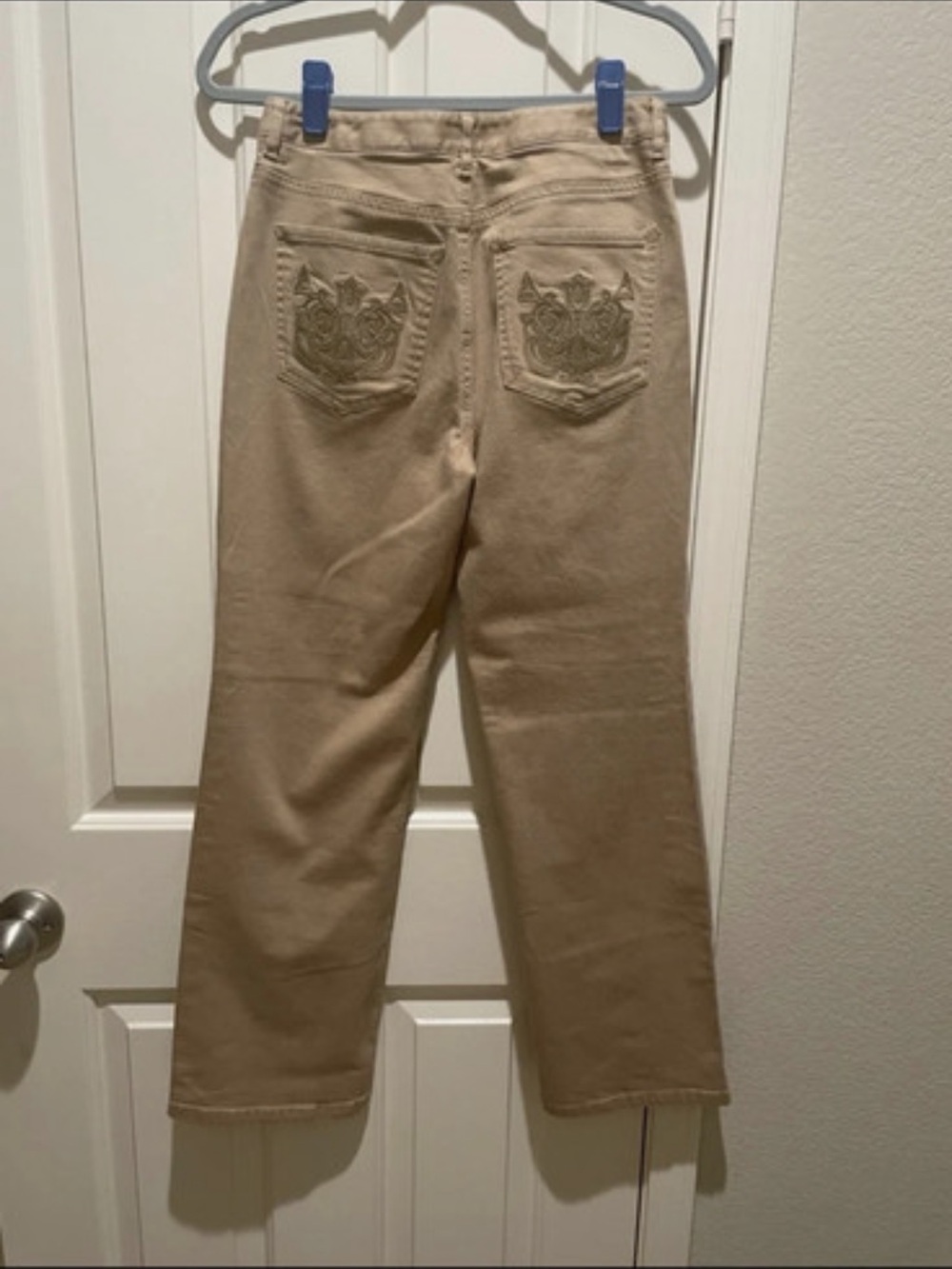 Talbots Khaki Straight-Leg Jeans with Embroidered Back Pockets